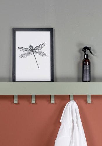 SPINDER DESIGN Dax Play knaggrekke, m. 7 kroker, m. hylle - stvete grnt stl (72x12)