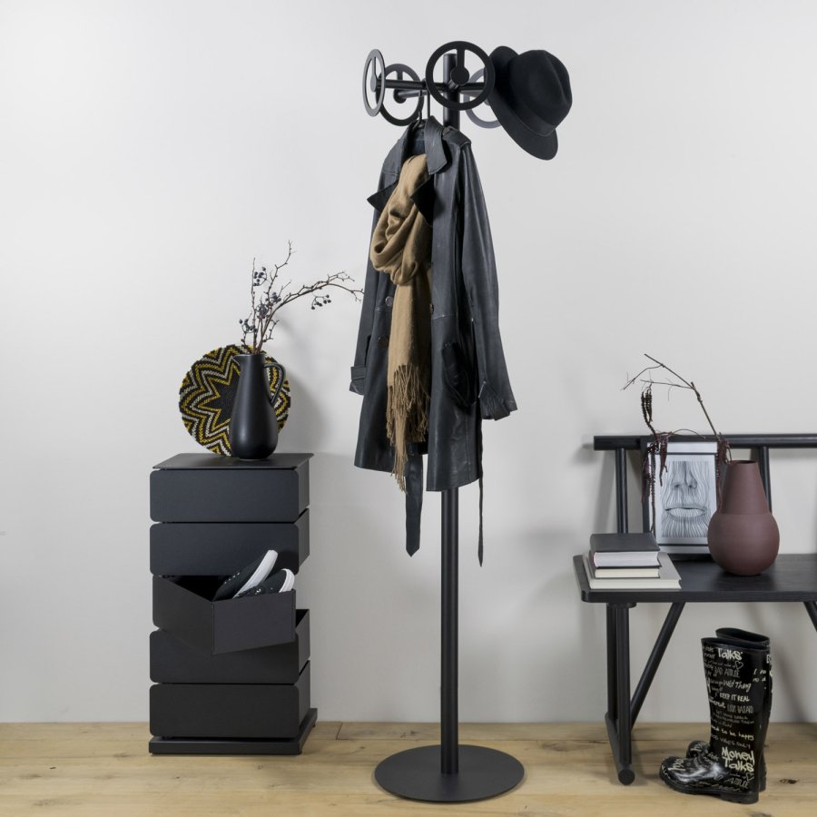 SPINDER DESIGN Circle stumtjener, m. 5 kroker - matt sort stl ( 40)