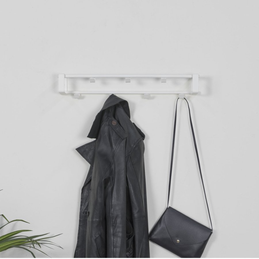 SPINDER DESIGN rektangulr Rex knaggrekke, m. 7 knagger - hvitt stl