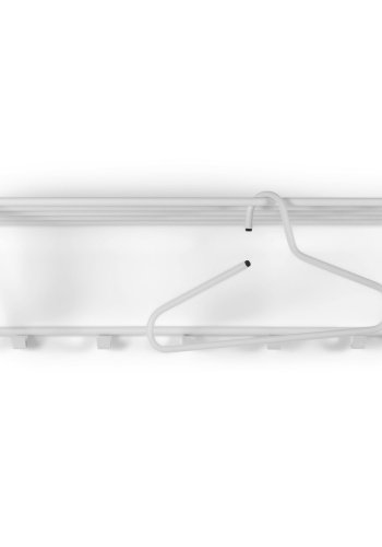 SPINDER DESIGN rektangulr Rex hattehylle, m. 5 knagger - hvitt stl