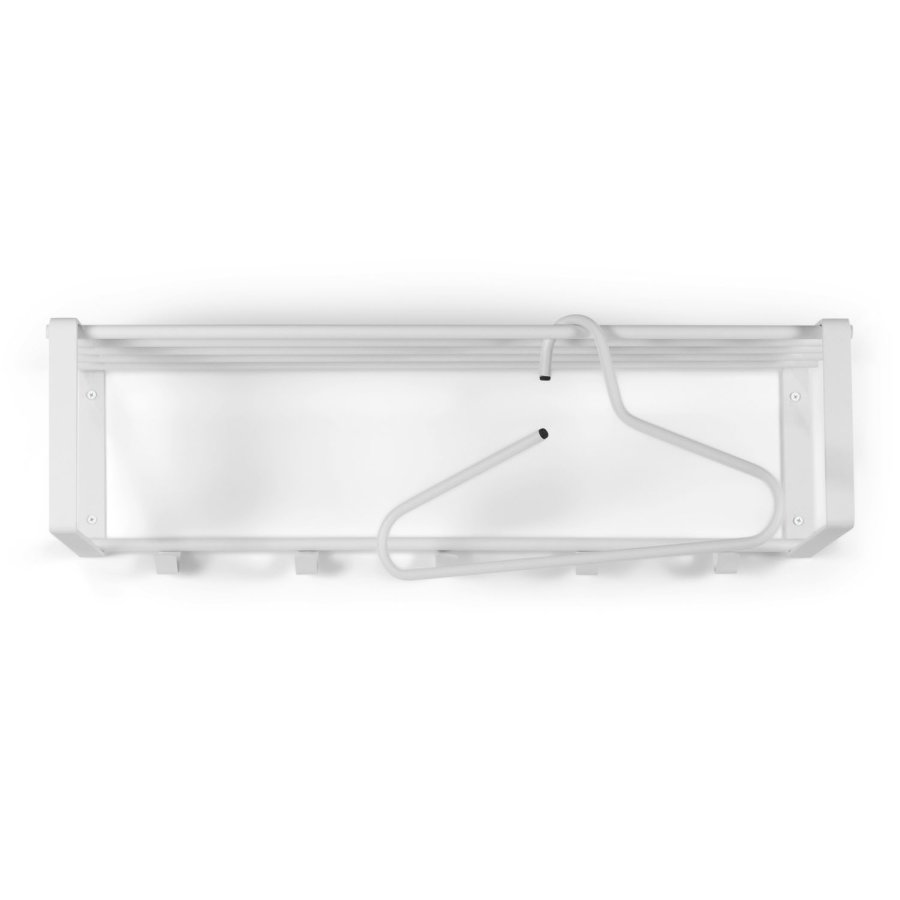 SPINDER DESIGN rektangulr Rex hattehylle, m. 5 knagger - hvitt stl