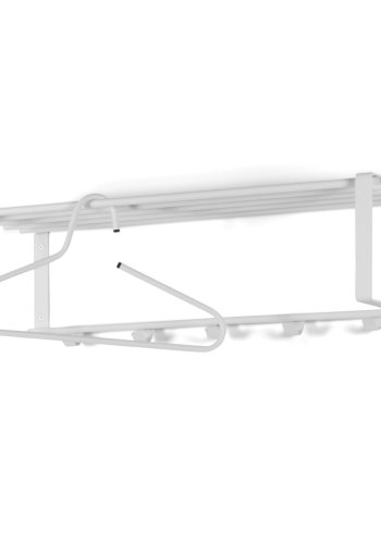 SPINDER DESIGN rektangulr Rex hattehylle, m. 5 knagger - hvitt stl