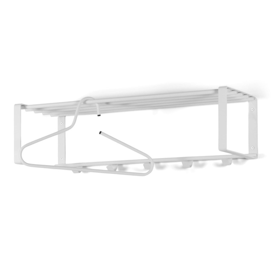 SPINDER DESIGN rektangulr Rex hattehylle, m. 5 knagger - hvitt stl