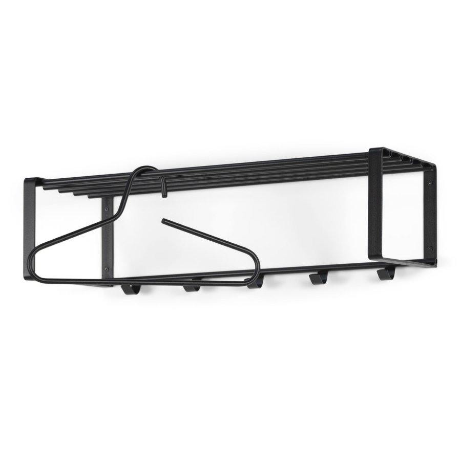 SPINDER DESIGN rektangulr Rex hattehylle, m. 5 knagger - sort stl