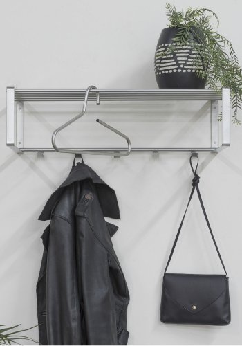 SPINDER DESIGN rektangulr Rex hattehylle, m. 5 knagger - grtt stl