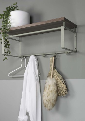 SPINDER DESIGN Rex hattehylde, m. 1 trhylde og 5 kroge - stvgrnt stl (70x28)
