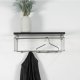 SPINDER DESIGN rektangulr Rex hattehylle, m. 5 knagger og hengerstang - gr melamin og stl