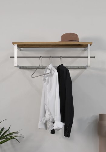 SPINDER DESIGN rektangulr Rezzo hattehylde, m. 5 knager og bjlestang - stl