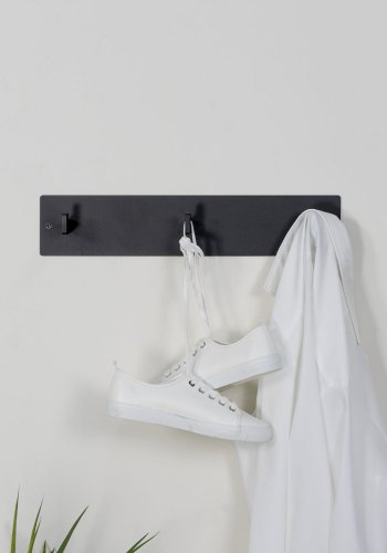 SPINDER DESIGN rektangulr Leatherman knaggrekke, m. 3 kroker - sort stl