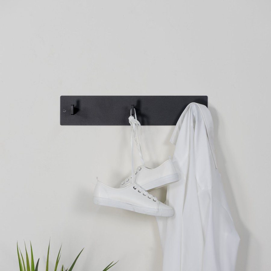 SPINDER DESIGN rektangulr Leatherman knaggrekke, m. 3 kroker - sort stl