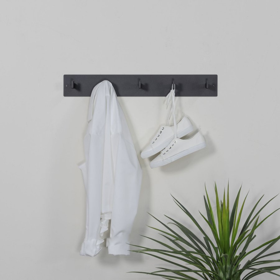 SPINDER DESIGN rektangulr Leatherman knaggrekke, m. 5 kroker - sort stl