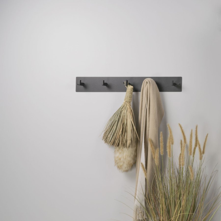 SPINDER DESIGN rektangulr Leatherman knaggrekke, m. 5 kroker - sort stl