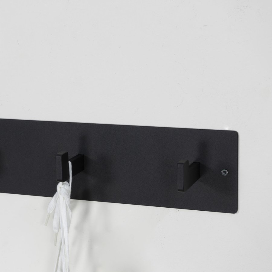 SPINDER DESIGN rektangulr Leatherman knaggrekke, m. 5 kroker - sort stl