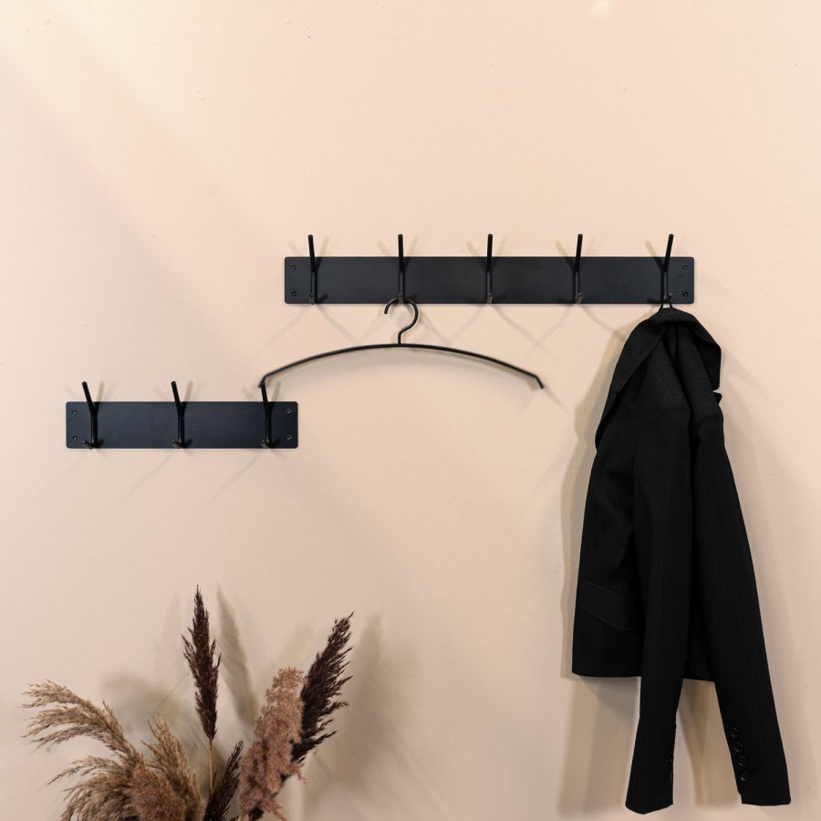 SPINDER DESIGN rektangulr Fusion knaggrekke, m. 3 kroker - sort stl