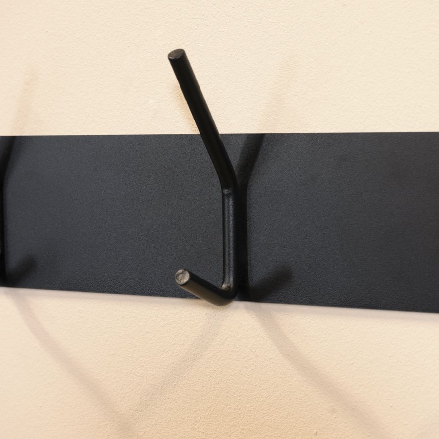 SPINDER DESIGN rektangulr Fusion knaggrekke, m. 3 kroker - sort stl