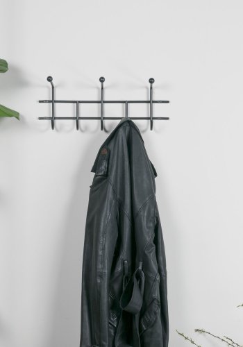 SPINDER DESIGN Barato 3 knaggrekke, m. 8 knagger - svart stl (45,6x18)