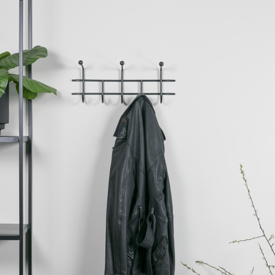 SPINDER DESIGN Barato 3 knaggrekke, m. 8 knagger - svart stl (45,6x18)