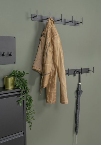 SPINDER DESIGN rektangulr Chapman knaggrekke, m. 5 kroker - sort stl 