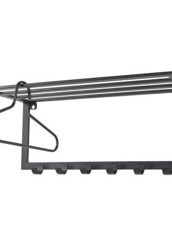 SPINDER DESIGN Ivar hattehylle, m. 1 hylle og 6 knagger - svart pulverlakkert stl (70x29)