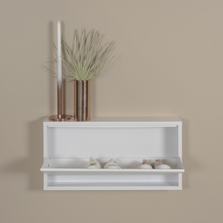 SPINDER DESIGN Billy skoskap, m. 1 dr, rektangulr - hvit stl (75x37,5)