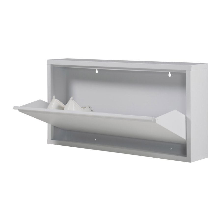 SPINDER DESIGN Billy skoskap, m. 1 dr, rektangulr - hvit stl (75x37,5)