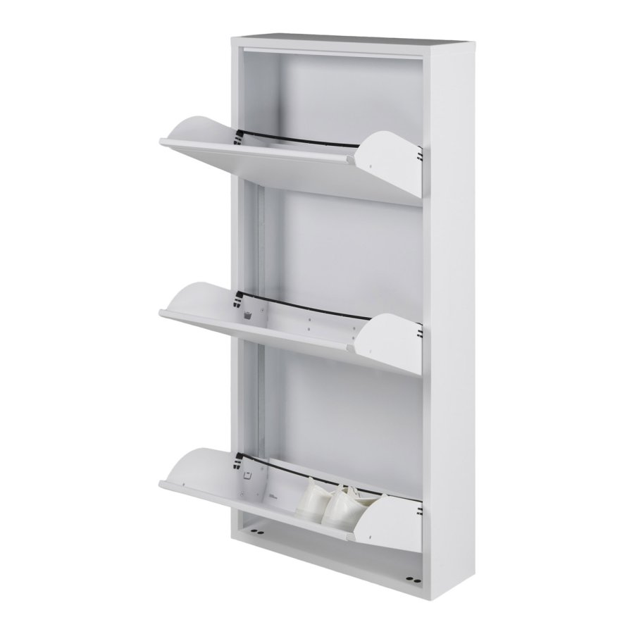 SPINDER DESIGN Billy 3 skoskap, m. 3 drer, rektangulr - hvit stl (50x103)