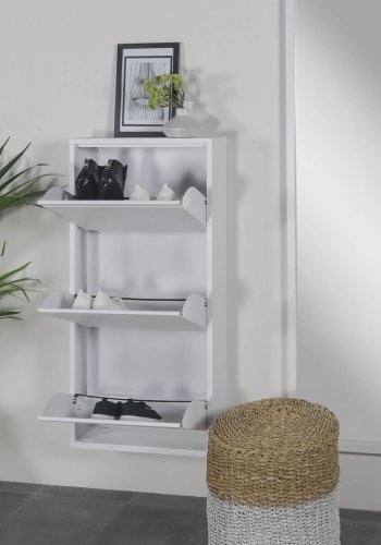 SPINDER DESIGN Billy 3 skoskap, m. 3 drer, rektangulr - hvit stl (50x103)