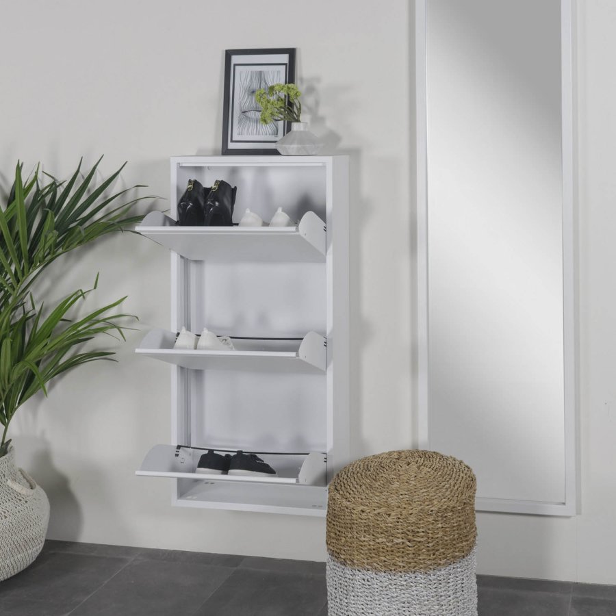 SPINDER DESIGN Billy 3 skoskap, m. 3 drer, rektangulr - hvit stl (50x103)