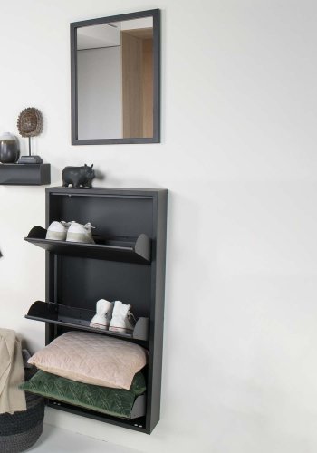 SPINDER DESIGN rektangulr Billy 3 skoskab, m. 3 lger - sort stl 