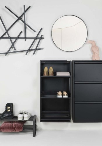 SPINDER DESIGN rektangulr Billy 3 skoskab, m. 3 lger - sort stl 