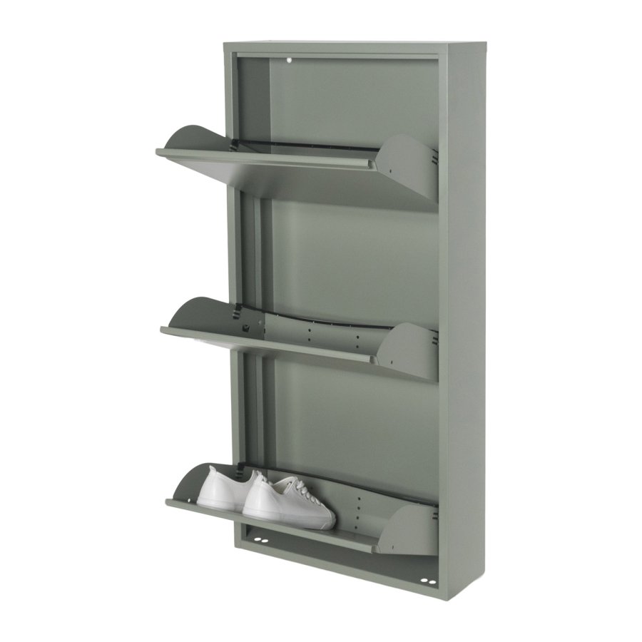 SPINDER DESIGN Billy 3 Schuhschrank, m. 3 Türen, rechteckig – staubgrüner Stahl (50x103)