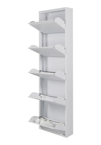 SPINDER DESIGN Billy skoskap, m. 5 drer, rektangulr - hvit stl (50x169)