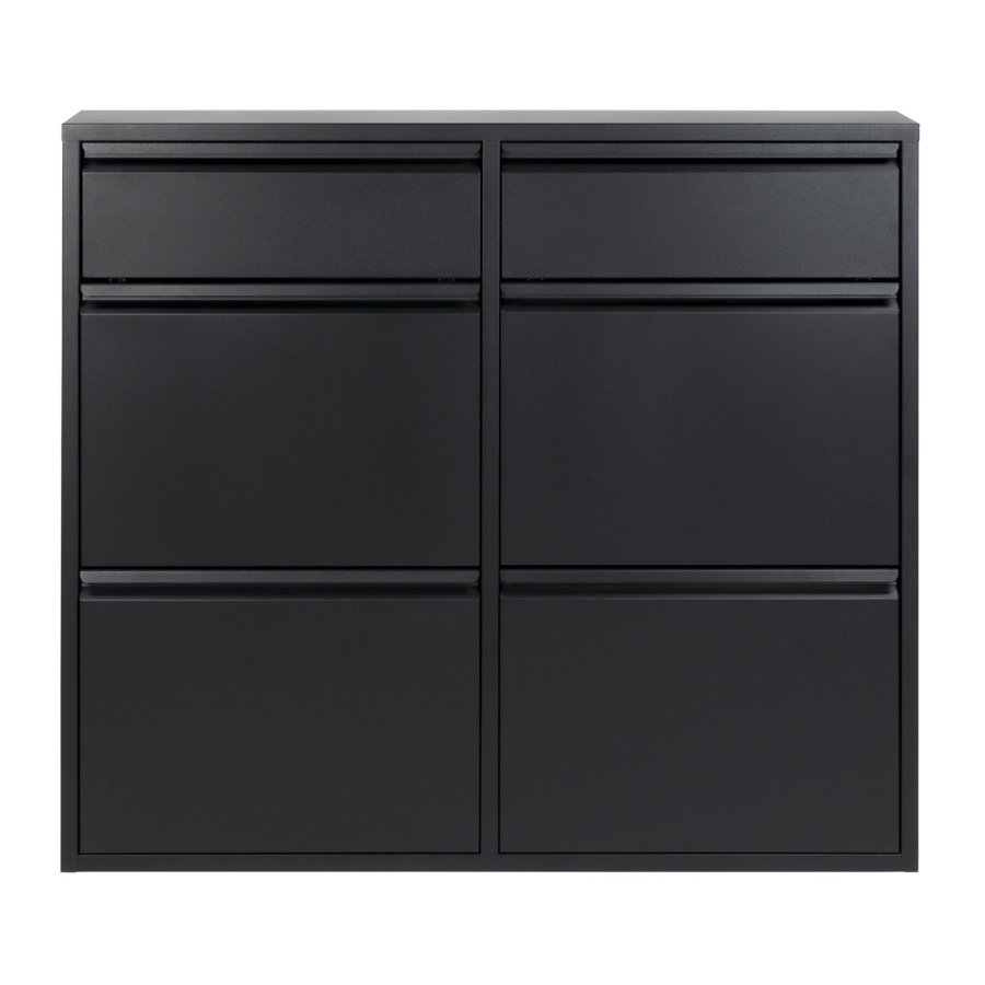 SPINDER DESIGN Billy 6 skoskab, m. 6 lger, rektangulr - sort stl (98x86)