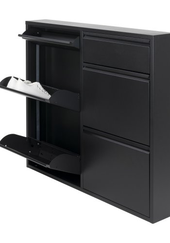 SPINDER DESIGN Billy 6 skoskab, m. 6 lger, rektangulr - sort stl (98x86)