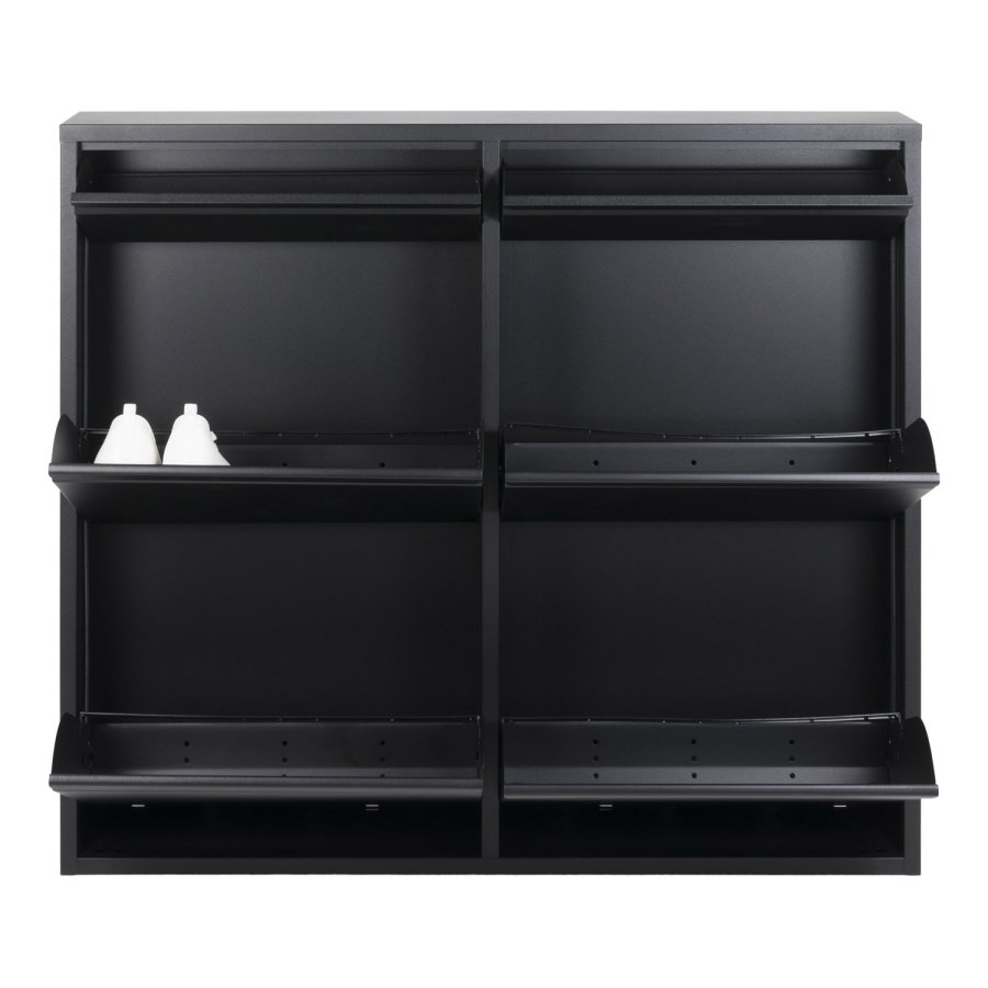 SPINDER DESIGN Billy 6 skoskab, m. 6 lger, rektangulr - sort stl (98x86)