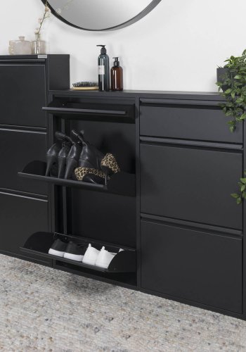 SPINDER DESIGN Billy 6 skoskab, m. 6 lger, rektangulr - sort stl (98x86)