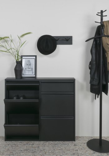 SPINDER DESIGN Billy 6 skoskab, m. 6 lger, rektangulr - sort stl (98x86)