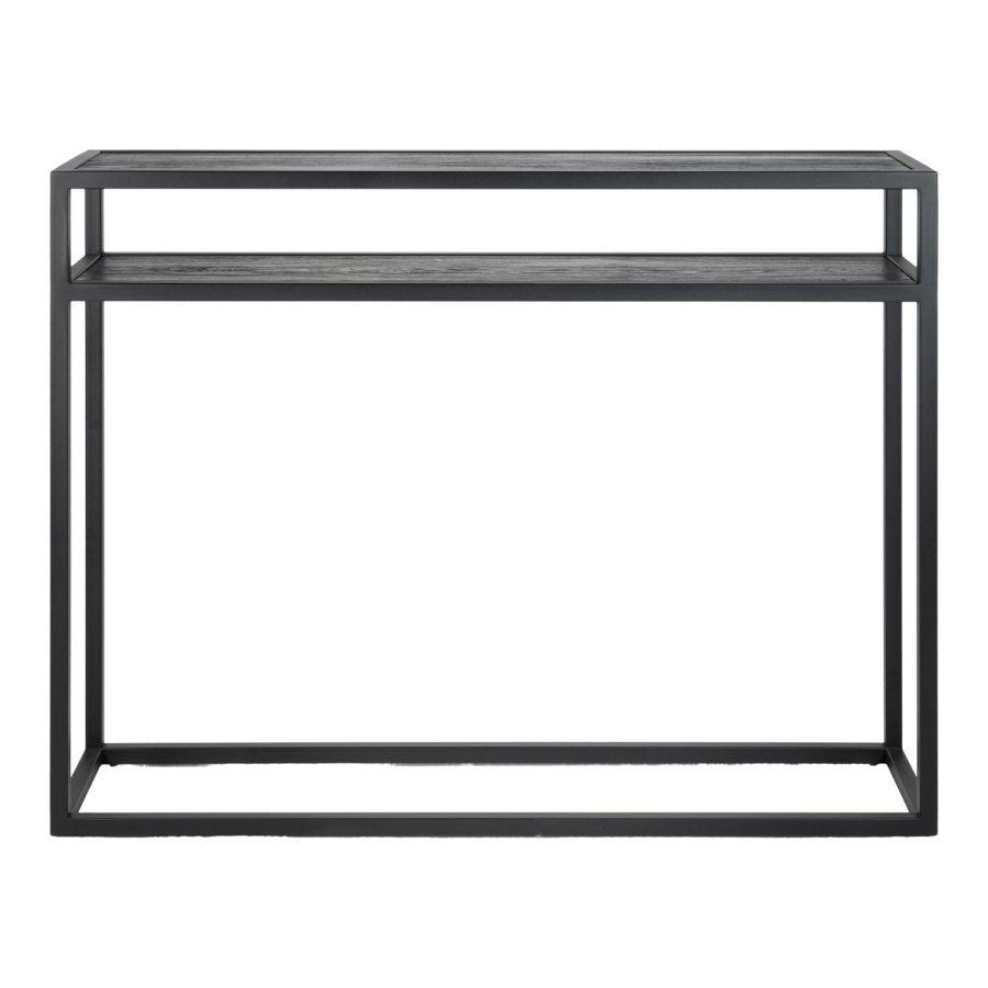 SPINDER DESIGN Daniël konsollbord, m. 1 hylle, rektangulr - svart eik og matt sort stl (120x30)