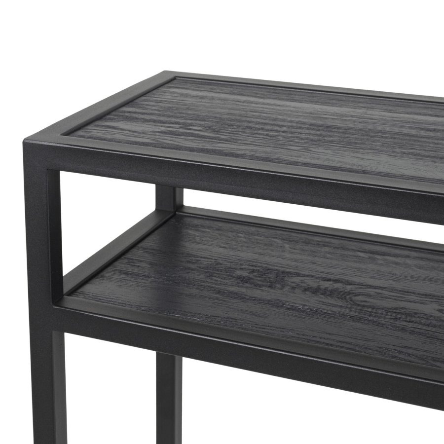 SPINDER DESIGN Daniël konsollbord, m. 1 hylle, rektangulr - svart eik og matt sort stl (120x30)