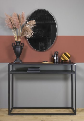 SPINDER DESIGN Daniël konsollbord, m. 1 hylle, rektangulr - svart eik og matt sort stl (120x30)