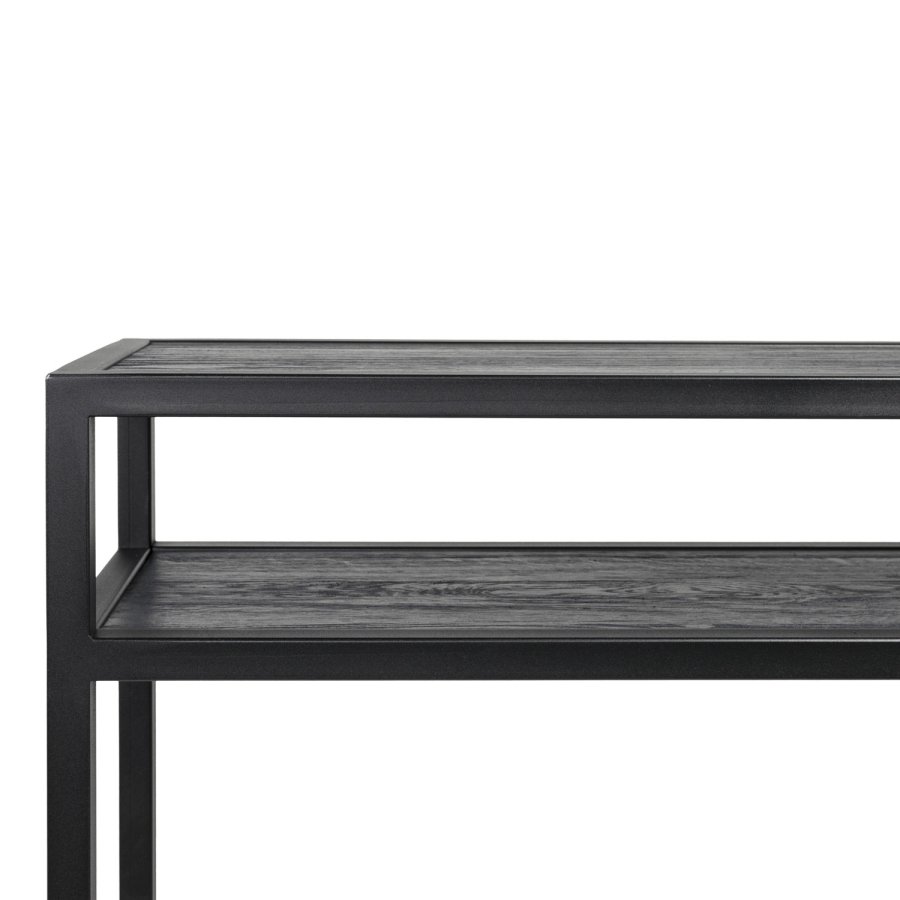 SPINDER DESIGN Daniël konsollbord, m. 1 hylle, rektangulr - svart eik og matt sort stl (120x30)