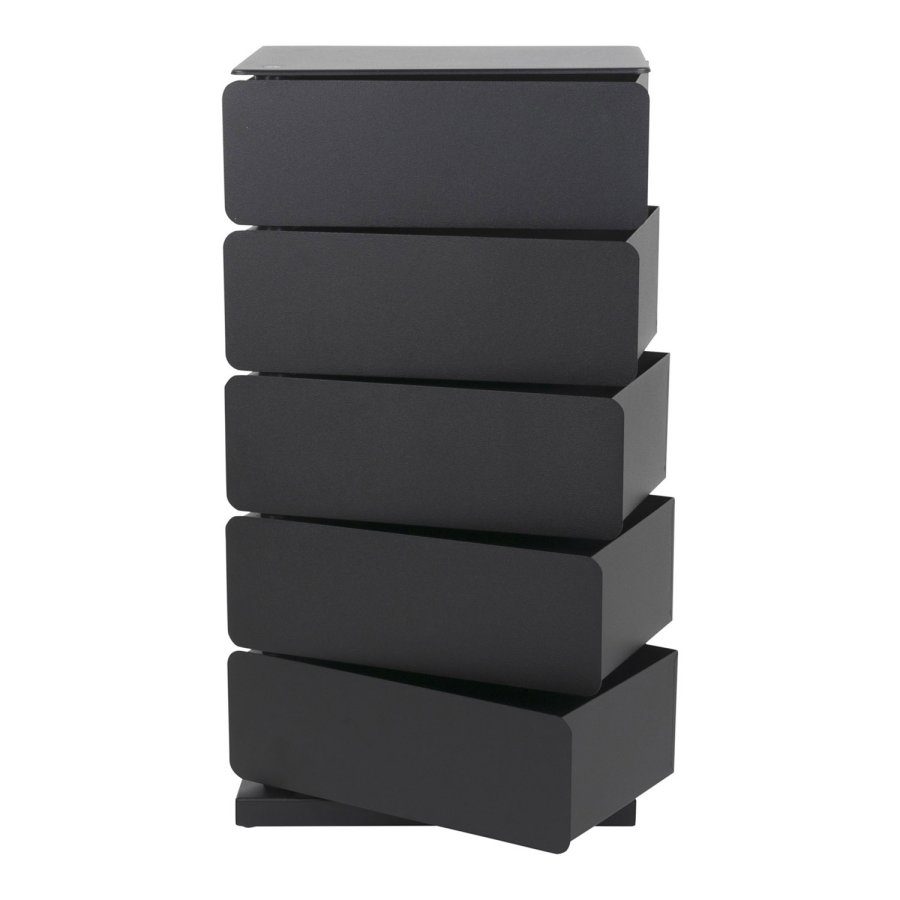 SPINDER DESIGN Joey skoreol/kommode, m. 5 rum - sort pulverlakeret stl (37x26)