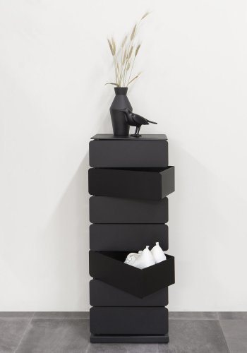 
SPINDER DESIGN Joey skoreol/kommode - sort pulverlakkert stål, 7 rom, multifunksjonell
