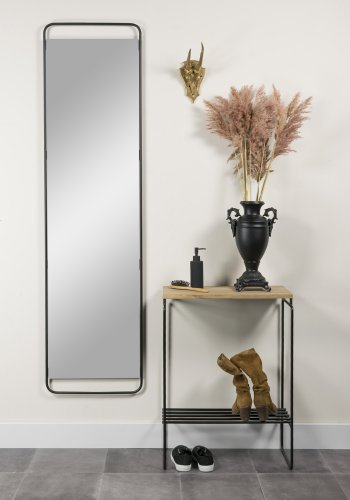 SPINDER DESIGN Clint konsollbord, m. 1 hylle - massiv eik og sort stl (57x29)