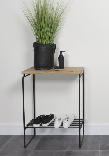 SPINDER DESIGN Clint konsollbord, m. 1 hylle - massiv eik og sort stl (57x29)