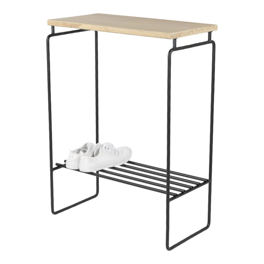 SPINDER DESIGN Clint konsollbord, m. 1 hylle - massiv eik og sort stl (57x29)