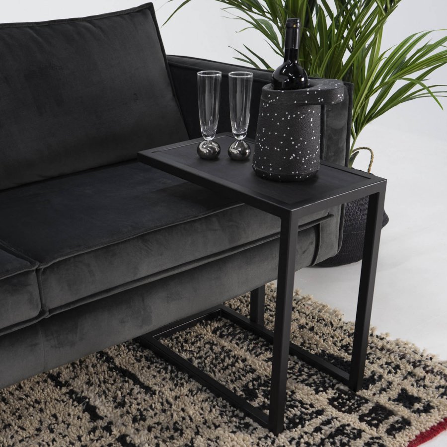 SPINDER DESIGN Daniël sidebord, rektangulrt - svart brstet eik og matt svart stl (30x50)