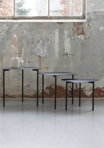 SPINDER DESIGN Do-re-mi sidebord - svart stl (sett m. 3)