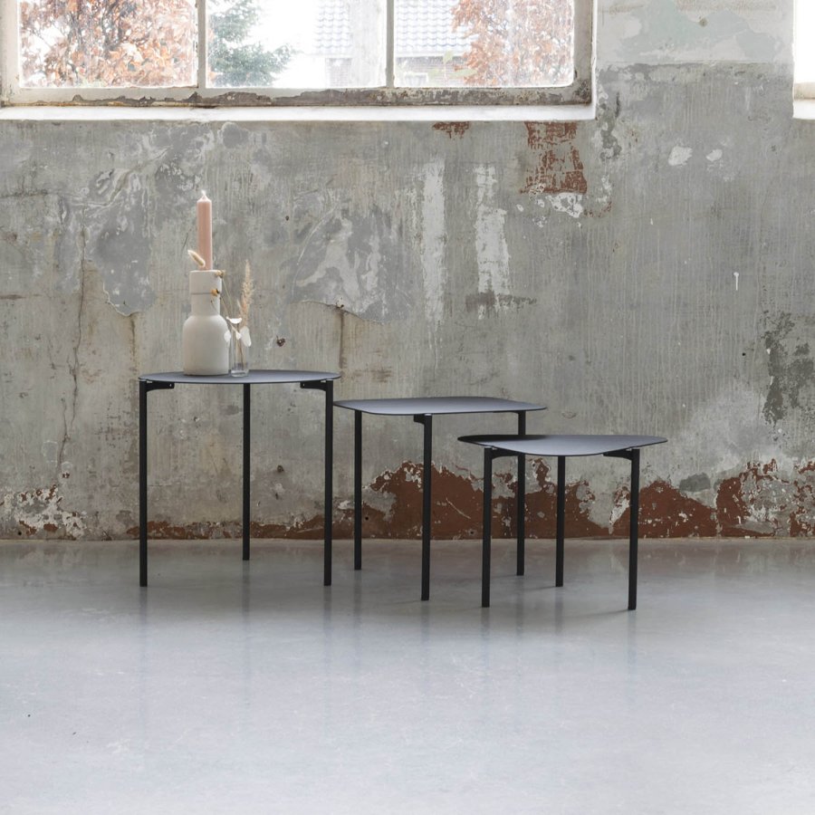 SPINDER DESIGN Do-re-mi sidebord - svart stl (sett m. 3)