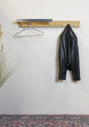 SPINDER DESIGN rektangulr Noa knaggrekke, m. 5 kroker og hengerstang - stl